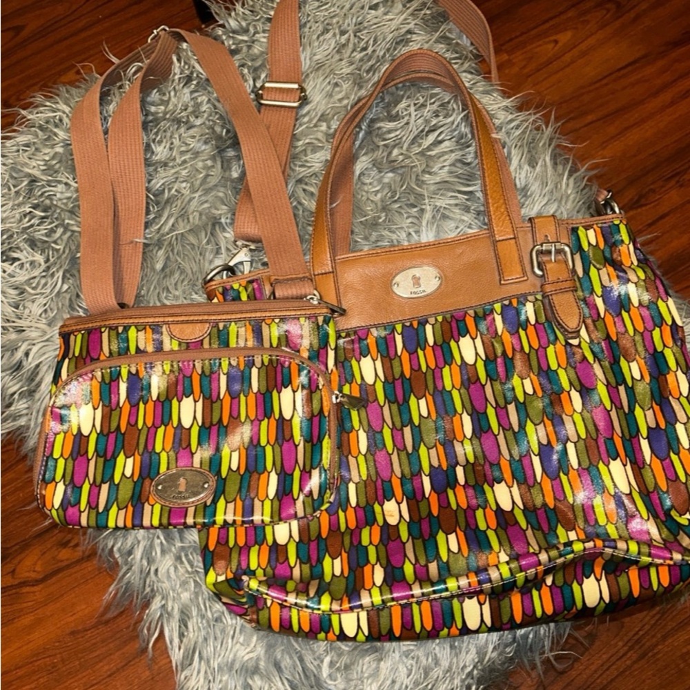 VTG Fossil Calypso Key-Per Tote & Crossbody Bags Bundle of 2 Collectible